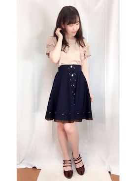 「axes femme POETIQUE（アクシーズファムポエティック）のアイテム（スカート）」を使った、Eiri♥︎*さん（レディース・162cm）の秋コーディネート