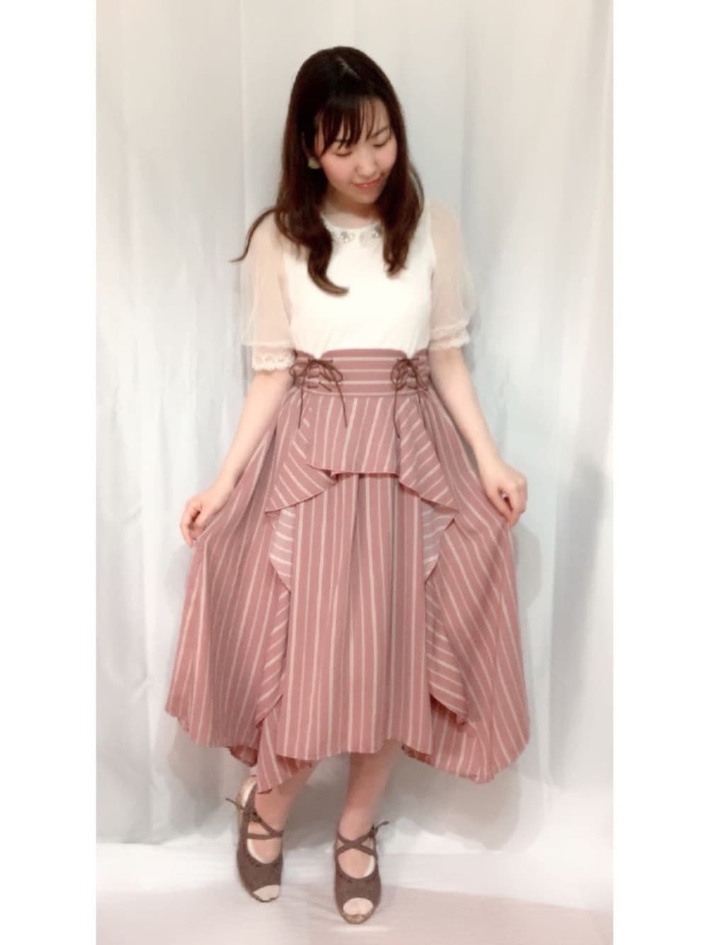 axes femme（アクシーズファム）の「ストライプフリルロングスカート
