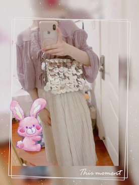 「Kastane（カスタネ）のアイテム（シャツ/ブラウス、パープル系）」を使った、momokoさん（レディース・164cm）の夏コーディネート