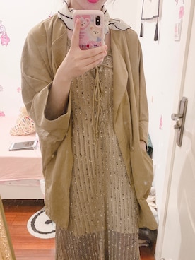 「Kastane（カスタネ）のアイテム（ワンピース、ブラウン系）」を使った、momokoさん（レディース・164cm）の秋コーディネート