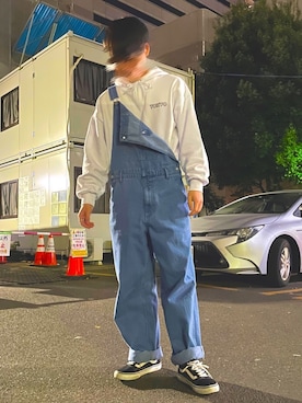 「Mark Gonzales（マーク・ゴンザレス）のアイテム（オールインワン・サロペット）」を使った、hs2さん（メンズ・164cm）の秋コーディネート