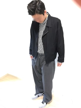 「JUNRED（ジュンレッド）のアイテム（ライダースジャケット）」を使った、d.dさん（メンズ・176cm）の春コーディネート