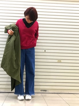 「赤髪」｜「アイテム（その他アウター）」を使った、おはぎ❇︎さんさん（レディース・154cm）の冬コーディネート
