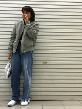 「casselini」｜「アイテム（ナイロンジャケット）」を使った、おはぎ❇︎さんさん（レディース・154cm）の春コーディネート