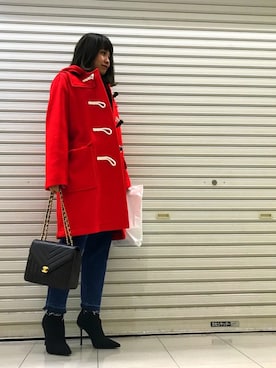 「アイテム（ダッフルコート、レッド系）」を使った、おはぎ❇︎さんさん（レディース・154cm）の秋コーディネート
