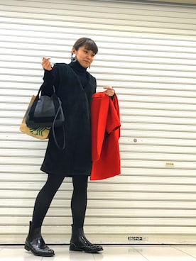 「BALENCIAGA」｜「アイテム（チェスターコート）」を使った、おはぎ❇︎さんさん（レディース・154cm）の冬コーディネート