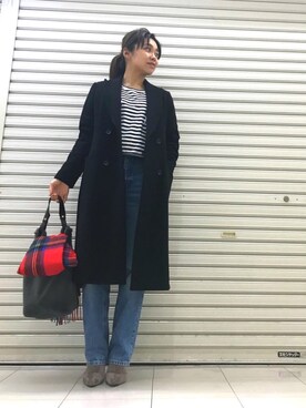 「URBAN RESEARCH ROSSO WOMEN（アーバンリサーチ　ロッソ）のアイテム（チェスターコート）」を使った、おはぎ❇︎さんさん（レディース・154cm）の冬コーディネート