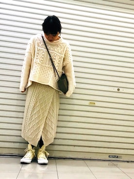 「アイラブCONVERSE」｜「アイテム（その他アウター）」を使った、おはぎ❇︎さんさん（レディース・154cm）の冬コーディネート