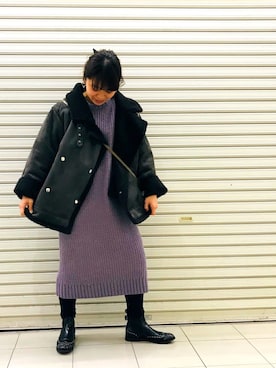 「2018マイベストコーデ」｜「アイテム（ムートンコート）」を使った、おはぎ❇︎さんさん（レディース・154cm）の冬コーディネート