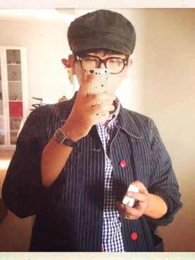 「VISVIM（ビズビム）のアイテム（ピーコート、ブルー系）」を使った、fakesoulさん（メンズ・178cm）の冬コーディネート