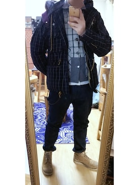 「ROARINGWILDのアイテム（トップス）」を使った、fakesoulさん（メンズ・178cm）の冬コーディネート