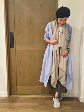 「SHIPS Days（シップスデイズ）のアイテム（シャツワンピース）」を使った、橋本さん（レディース・162cm）の春コーディネート