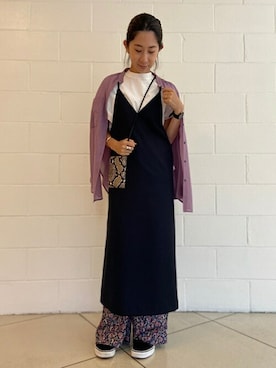 「ロングシャツ」｜「アイテム（PC・スマホグッズ/家電）」を使った、橋本さん（レディース・162cm）の夏コーディネート
