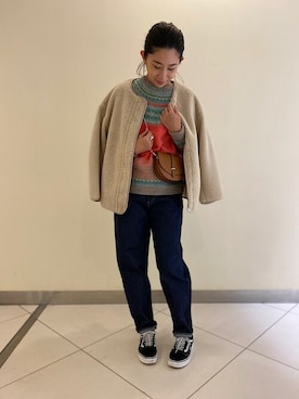 「テーパードデニム」｜「アイテム（ブルゾン）」を使った、橋本さん（レディース・162cm）の秋コーディネート