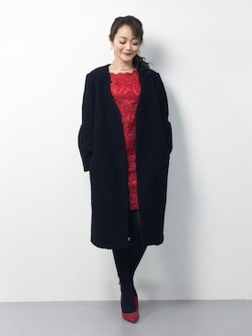 「RIM.ARK（リムアーク）のアイテム（その他アウター）」を使った、三上玲奈さん（レディース・165cm）の冬コーディネート