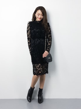 ワンピース ドレスを使った ブラックレース の人気ファッションコーディネート Wear