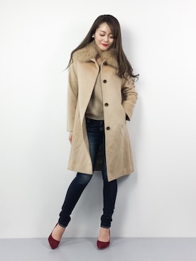 「VICKY（ビッキー）のアイテム（ジャケット/アウター）」を使った、三上玲奈さん（レディース・165cm）の冬コーディネート