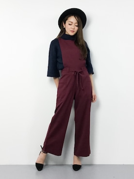 「おとなコーデ」｜「アイテム（つなぎ/オールインワン）」を使った、三上玲奈さん（レディース・165cm）の冬コーディネート