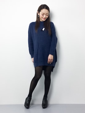 「Color（カラー）のアイテム（ワンピース）」を使った、三上玲奈さん（レディース・165cm）の冬コーディネート