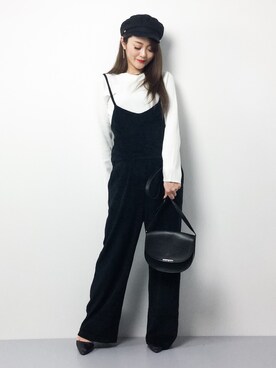 「titivate（ティティベイト）のアイテム（つなぎ/オールインワン）」を使った、三上玲奈さん（レディース・165cm）の冬コーディネート