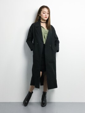 「カッコイイ女子」｜「アイテム（その他アウター）」を使った、三上玲奈さん（レディース・165cm）の冬コーディネート