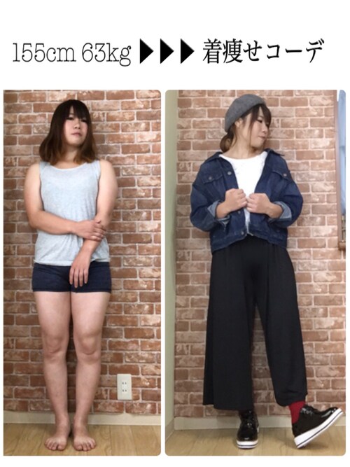 着痩せの神 おかだゆり しまむらのハンチング ベレー帽を使ったコーディネート Wear