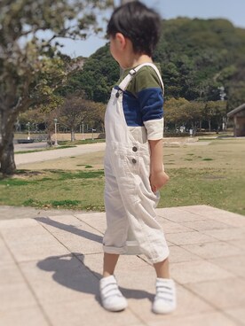 「7分袖」｜「アイテム（サロペット/オーバーオール）」を使った、Reou…さん（キッズ・110cm）の春コーディネート
