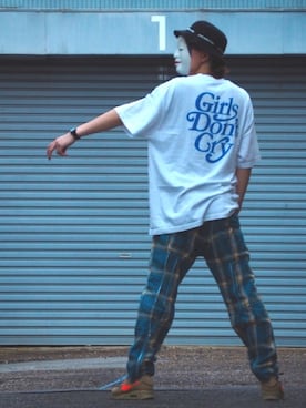 「off white」｜「アイテム（アナログ腕時計）」を使った、能面兄さんさん（メンズ・178cm）の夏コーディネート