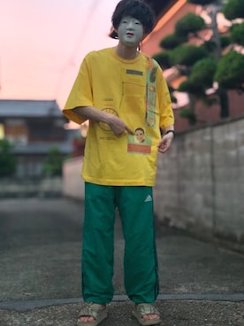「Gosha Rubchinskiy（ゴーシャラブチンスキー）のアイテム（パンツ）」を使った、能面兄さんさん（メンズ・178cm）の夏コーディネート