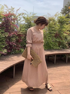 「お呼ばれ」｜「アイテム（サンダル）」を使った、ルクールブランルミネ荻窪店スタッフさん（レディース・156cm）の春コーディネート