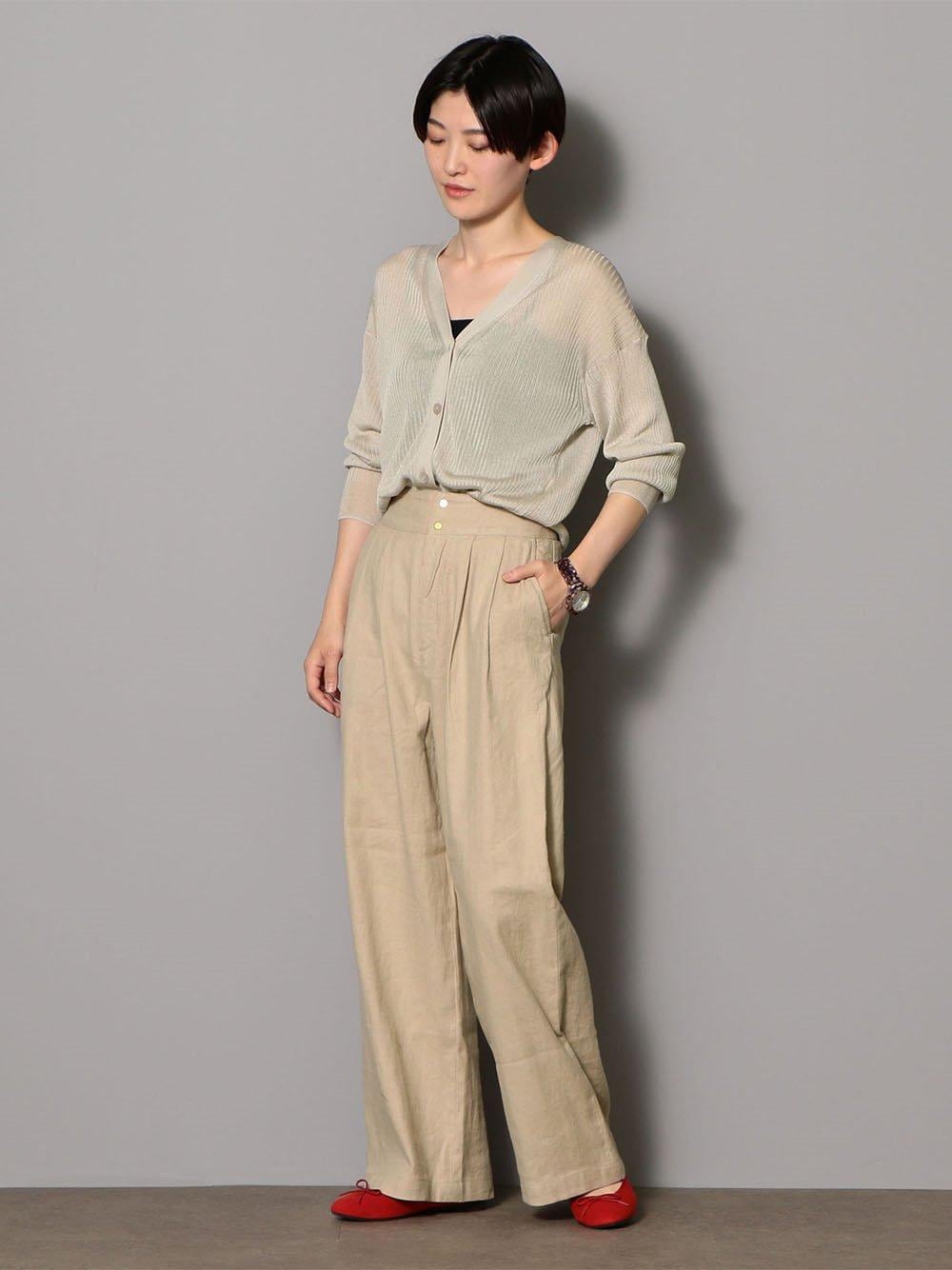 「casual」｜「green label relaxingの◆NFC ラウンド バレエシューズ（1.5cmヒール)（バレエシューズ、レッド系）」を使った、高瀬　亜紀さん（レディース・161cm）の夏コーディネートの1枚目の写真