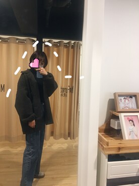 「no brand（ノーブランド）のアイテム（ピーコート）」を使った、漢Samさん（レディース・163cm）の春コーディネート