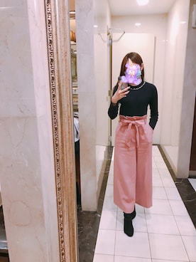 「ESPERANZA（エスペランサ）のアイテム（ブーティ）」を使った、Ariana Liangさん（レディース・165cm）の冬コーディネート