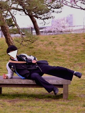 「東洋エンタープライズ（トーヨーエンタープライズ）のアイテム（スタジャン）」を使った、KAZUHAさん（メンズ・167cm）の春コーディネート