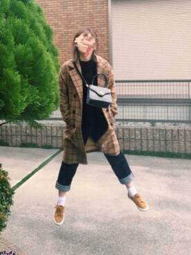 「unrelaxing（アンリラクシング）のアイテム（ジャケット/アウター）」を使った、やもさん（レディース・163cm）の秋コーディネート