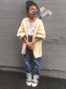 「アイテム（カーディガン/ボレロ）」を使った、Niinaさん（キッズ・125cm）の秋コーディネート
