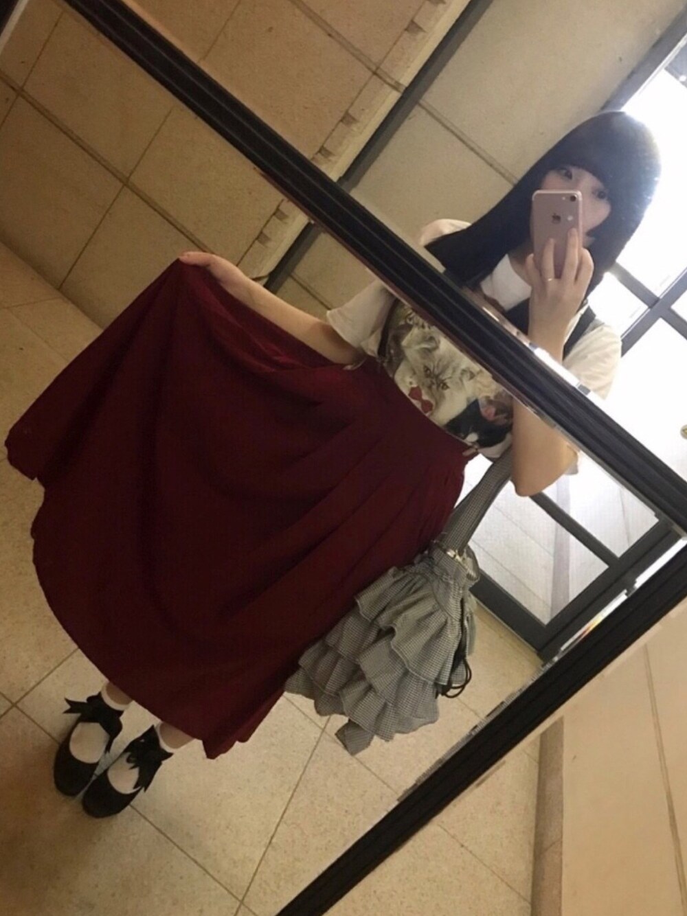 「ちょいガーリー、　」｜「GRLのアイテム（サスペンダー、ブラック系）」を使った、あんころもちさん（レディース・163cm）の秋コーディネートの1枚目の写真