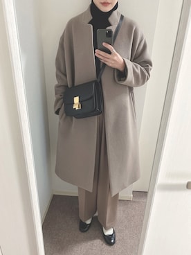 「オーバーコート」｜「アイテム（バレエシューズ）」を使った、rskさん（レディース・160cm）の冬コーディネート