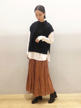 「ソックス➕ブーツ」｜MIYABEさん（レディース・163cm）の秋コーディネート