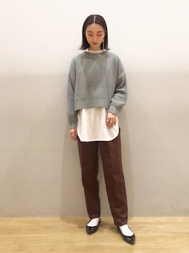 「ショートニット」｜MIYABEさん（レディース・163cm）の冬コーディネート