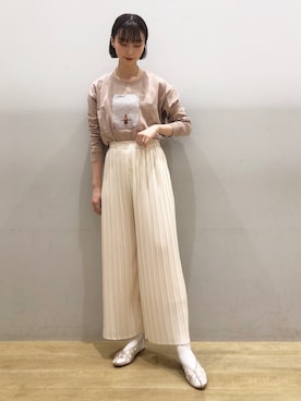 「プリーツパンツ」｜MIYABEさん（レディース・163cm）の春コーディネート