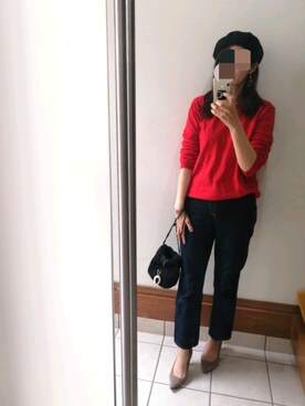 「アイテム（パンプス、グレー系）」を使った、s.emikaさん（レディース・168cm）の春コーディネート