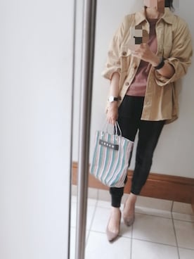 「アイテム（パンプス、グレー系）」を使った、s.emikaさん（レディース・169cm）の春コーディネート