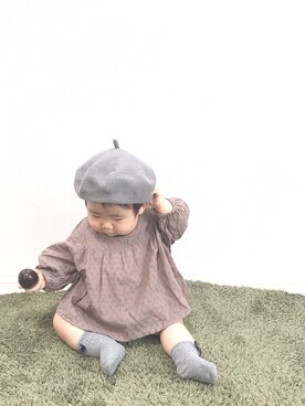「秋色コーデ」｜「アイテム（ハンチング/ベレー帽）」を使った、みどらあさん（キッズ・70cm）の秋コーディネート