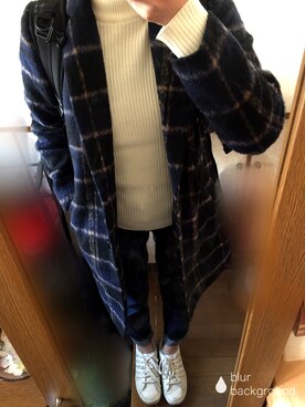 「LOWRYS FARM（ローリーズファーム）のアイテム（ニット/セーター、ホワイト系）」を使った、UHEEさん（レディース・158cm）の冬コーディネート