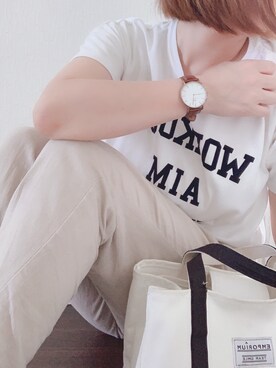 「Daniel Wellington（ダニエルウェリントン）の【Daniel Wellington】レザーバンド３６ＭＭ（アナログ腕時計）」を使った、coさん（レディース・153cm）の夏コーディネート