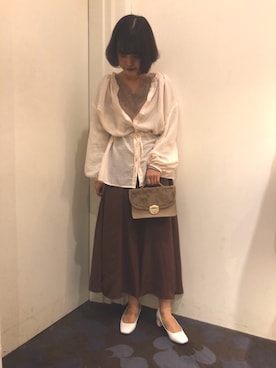 「earth music&ecology（アースミュージックアンドエコロジー）のアイテム（ネックレス）」を使った、chiakiさん（レディース・154cm）の秋コーディネート