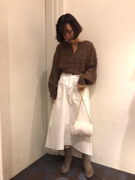 「earth music&ecology（アースミュージックアンドエコロジー）のアイテム（ブーツ）」を使った、chiakiさん（レディース・154cm）の秋コーディネート