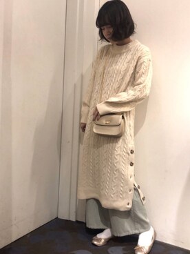 「earth music&ecology（アースミュージックアンドエコロジー）のチェーンミニショルダーバッグ　＊（ショルダーバッグ）」を使った、chiakiさん（レディース・154cm）の秋コーディネート