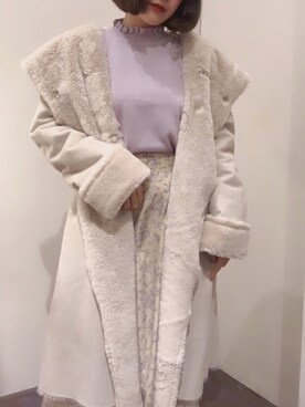 「ファー」｜「アイテム（ムートンコート）」を使った、chiakiさん（レディース・154cm）の秋コーディネート